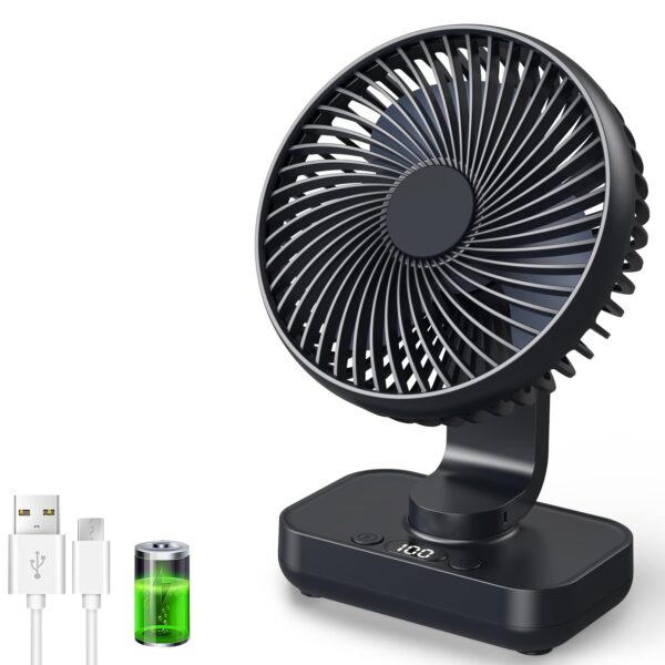 ArsMotin Akku-Tischventilator mit Oszillation – Leise 30 dB, 4500mAh, USB-C für Büro & Zuhause