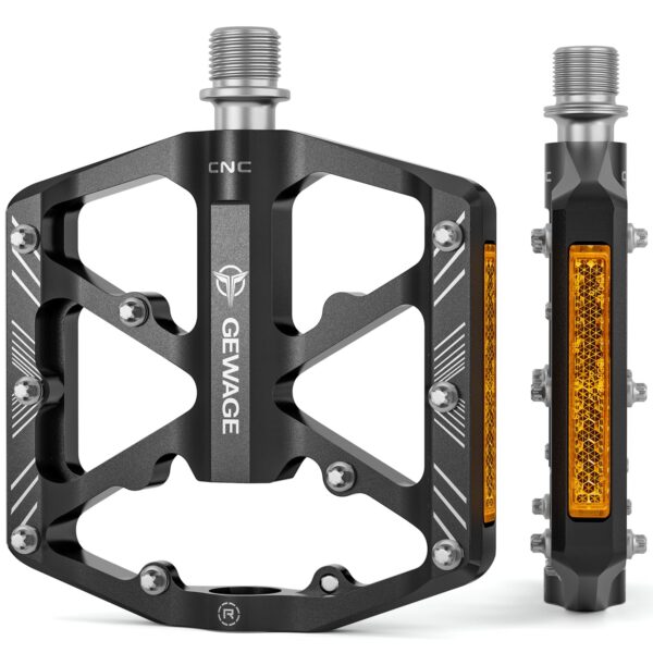 GEWAGE Fahrradpedale 9/16" mit Reflektoren & CNC-Aluminium – Sicherer Grip für MTB & Rennrad