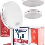 ALPENLUFT Rauchmelder 3er Set – 10 Jahre Batterie, flach & leise für Schlafzimmer