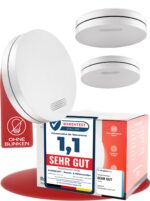 ALPENLUFT Rauchmelder 3er Set – 10 Jahre Batterie, flach & leise für Schlafzimmer