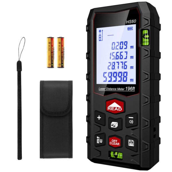 Charcity Laser Entfernungsmesser 60m – Dual-Level IP54 wasserdicht für Innen & Aussen