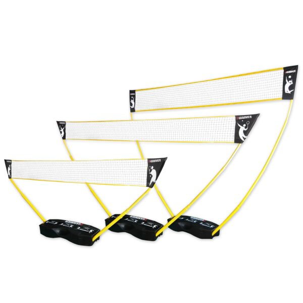 HAMMER Badmintonnetz 3in1 – Höhenverstellbares Volleyball-, Badminton- & Tennisnetz für Garten & Strand