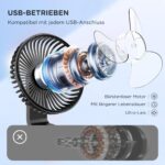 EasyAcc USB-Tischventilator mit 4000-mAh-Akku – 15 Std. Laufzeit & 4 Geschwindigkeiten – Bild 4