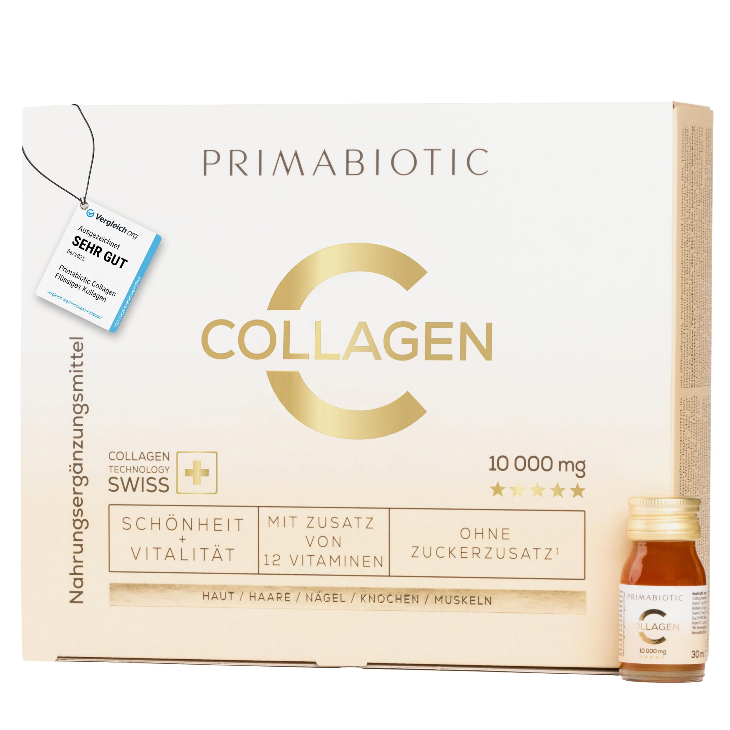 711pngDCxYL._SY2500_.jpg Kollagen Trinkampullen 10000 mg – Primabiotic Collagen Peptide mit Vitaminen für Haut & Haare – Bild 1