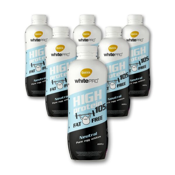 DAVA whitePRO Flüssiges Eiklar 6x 1kg – 105g reines Protein pro Flasche