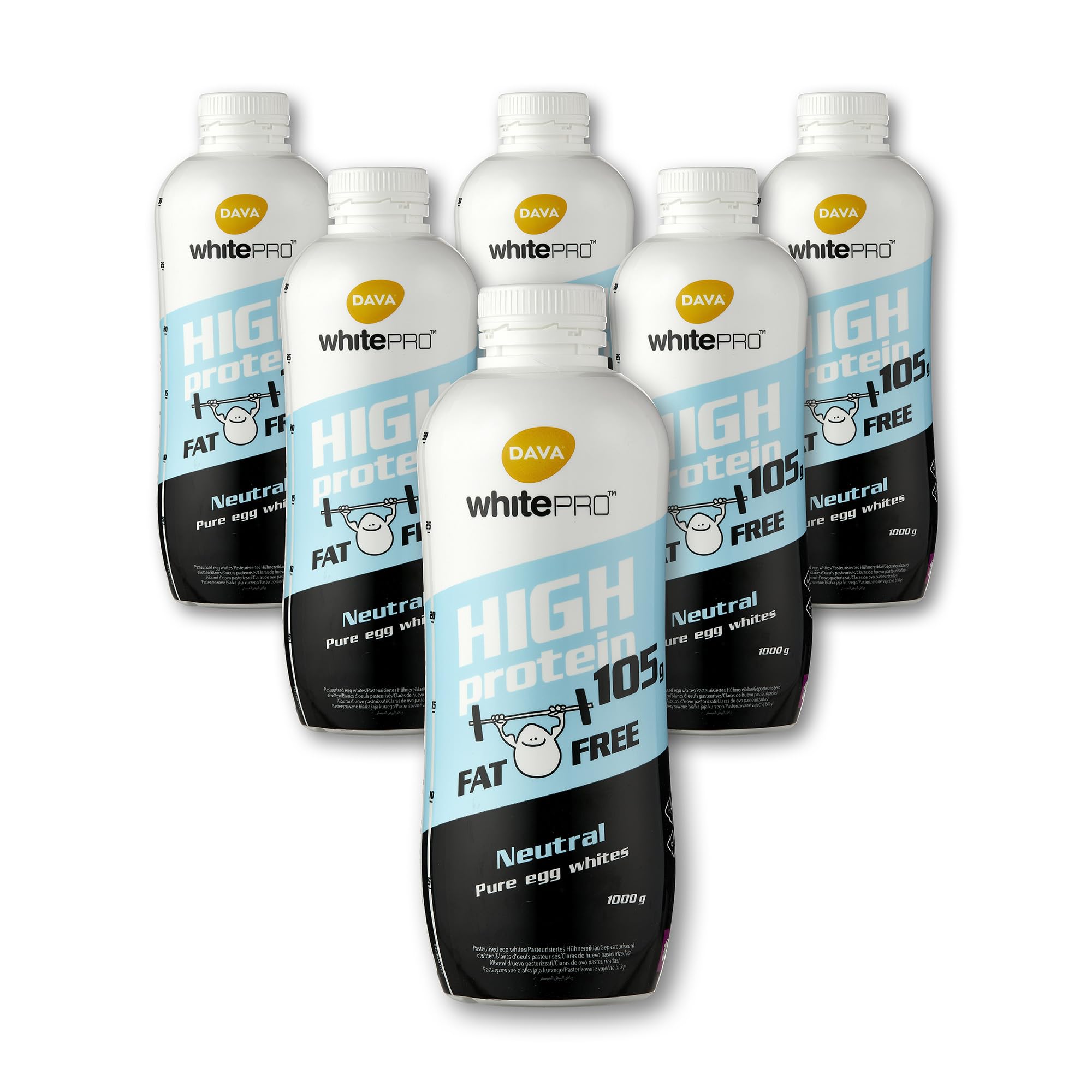 711pt1kmi3L._SY2000_.jpg DAVA whitePRO Flüssiges Eiklar 6x 1kg – 105g reines Protein pro Flasche – Bild 1