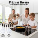 Deco haus® Gewürzgläser Set 24er eckig luftdicht mit Etiketten & Streueinsatz – Bild 4