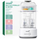 GROWNSY 5-in-1 Babyflaschen-Sterilisator mit Trocknerfunktion – 8 Min. Dampfsterilisation