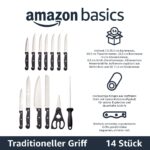 Amazon Basics 14-teiliges Messer-Set mit Messerblock – Professionelle Küchenmesser aus Edelstahl – Bild 4