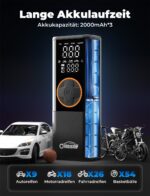 Oasser Elektrische Luftpumpe 6000mAh – Tragbarer Kompressor mit Dualer Anzeige für Auto, Motorrad & Fahrrad – Bild 5