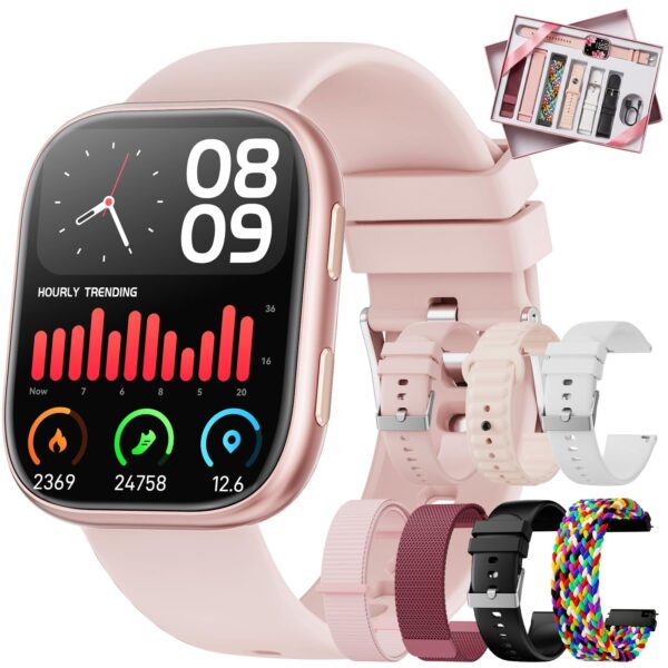 Mingtawn Smartwatch Damen 1.83" HD mit 7 Armbänder – Fitness Tracker mit Bluetooth-Anruf & SpO2