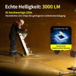 MechaniLite Werkstattlampe 3000 Lumen – LED Arbeitsleuchte mit Akku, Magnet & USB-C – Bild 2