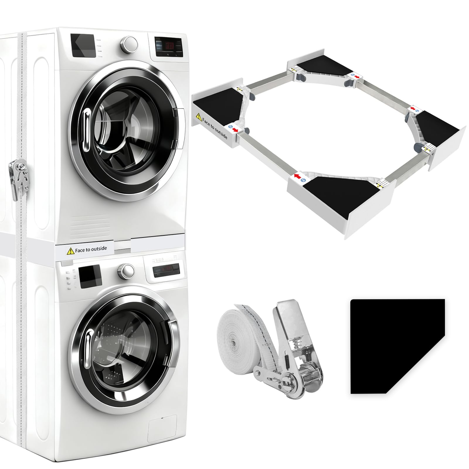 712abh-rAyL._SY1600_.jpg NIUXX Universales Stapelset für Waschmaschine & Trockner 46–66 cm – Platzsparend & Sicher – Bild 1