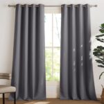 PONY DANCE Verdunkelungsvorhang 245x140 cm Grau – Thermovorhang mit Ösen für Schlafzimmer
