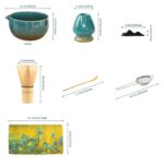 Qxeutm Matcha Set mit Bambus Besen & Keramik Schale – 7-teiliges Ceremonial Tea Set Blau – Bild 3