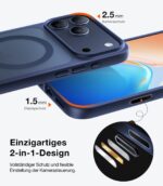 TORRAS Guardian-Mag iPhone 17 Pro Hülle – MagSafe kompatibel, Militärschutz, Matt Blau – Bild 5