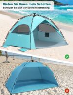 Glymnis Quick-Up Strandzelt 210x180cm mit UPF 50+ UV-Schutz – Automatisches Strandmuschel für 4-6 Personen – Bild 7