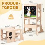 Woodure 3-in-1 Lernturm ab 1 Jahr – Klappbare Tritthocker mit Tafel für Küche – Bild 2