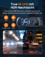 70mai A810 Lite Dual-Dashcam 4K+1080P mit HDR Nachtsicht & 4G LTE Fernzugriff – Bild 3
