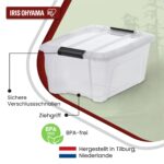 Iris Ohyama 15L Aufbewahrungsboxen 4er-Set – Stapelbar mit Sicherheitsclips & BPA-frei – Bild 3