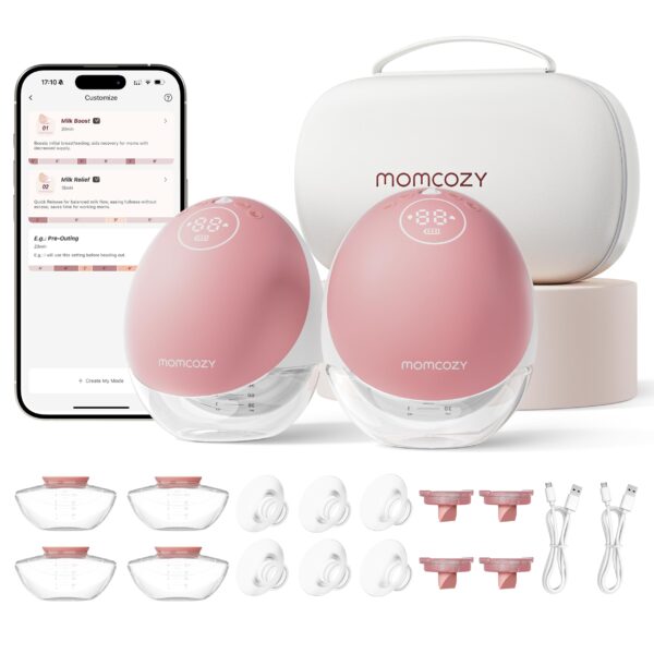 Momcozy Mobile Flow M9 Freihändige Milchpumpe – App-gesteuert, 15 Stufen, 24 mm