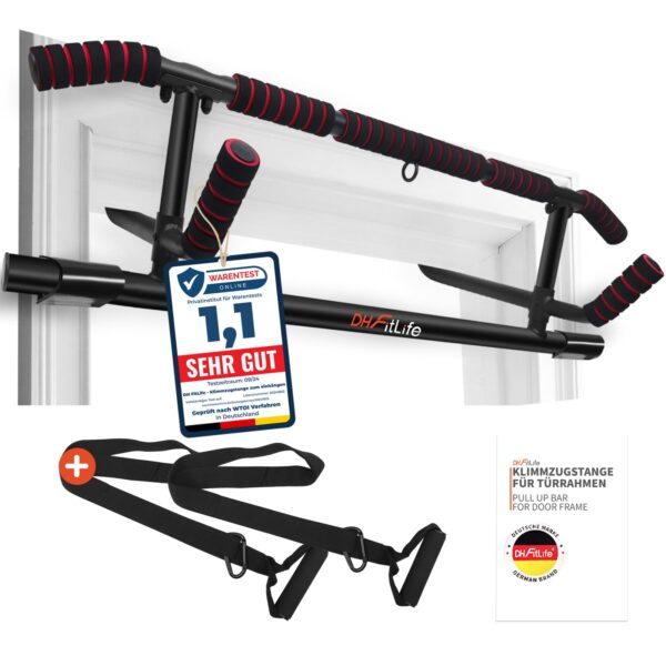 DH FitLife Klimmzugstange Türrahmen 70-92cm – Ohne Montage mit Schlingentrainer