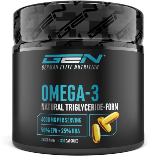 Omega-3 Fischöl 4000 mg – 300 Kapseln mit 80% Fettsäuren, EPA & DHA – GEN German Elite Nutrition