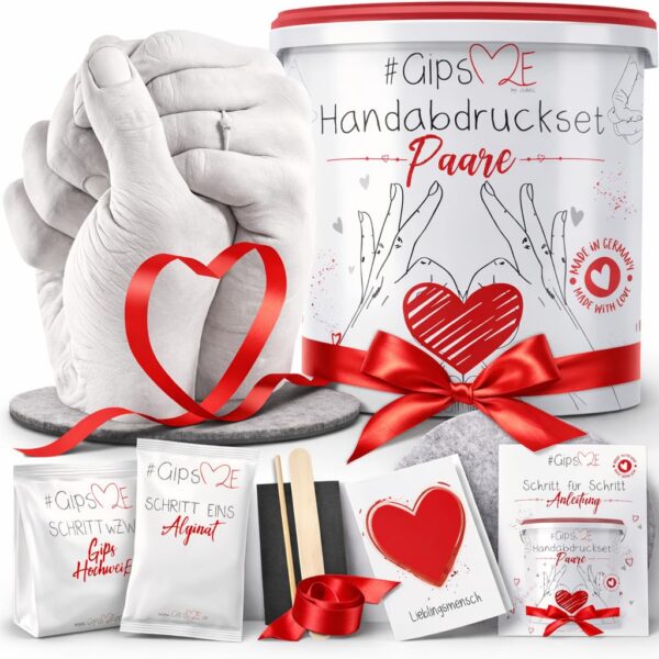 Jadiela GipsME 3D Handabdruck Set für Paare – Gipsabdruck Erinnerung