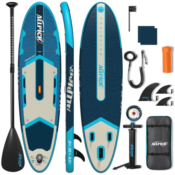 ALLPICK Premium SUP Board Set 320 cm – Aufblasbares Stand-Up-Paddleboard mit Kamerahalterung & Zubehör