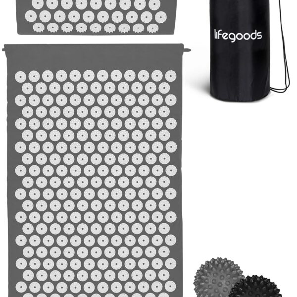 LifeGoods Akupressurmatte mit Kissen – Traditionelle Massagetherapie für Entspannung