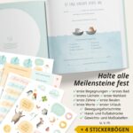 Rabano Art Babyalbum 176 Seiten mit Goldprägung – Erinnerungsbuch erstes Jahr Mint – Bild 5