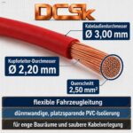 DCSk Fahrzeugleitung FLRY-B 2,5mm² – 10m Stromkabel Rot & Schwarz für Kfz – Bild 2