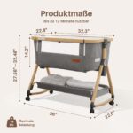 Maydolly 3-in-1 Baby Beistellbett – Höhenverstellbar, klappbar mit Matratze & Moskitonetz – Bild 2
