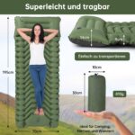 HAUSPROFI Isomatte Camping 195x70cm mit Fusspmpe & Kissen – Ultraleichte Aufblasbare Matratze – Bild 3