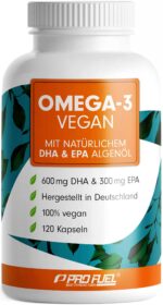 ProFuel Omega-3 vegan Kapseln 120x – 600mg DHA + 300mg EPA – hochdosiert für Herz & Gehirn