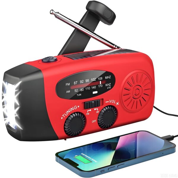 SOLARBABY Notfall-Kurbelradio mit Solarpanel & LED – 3 Lademethoden für Notfälle