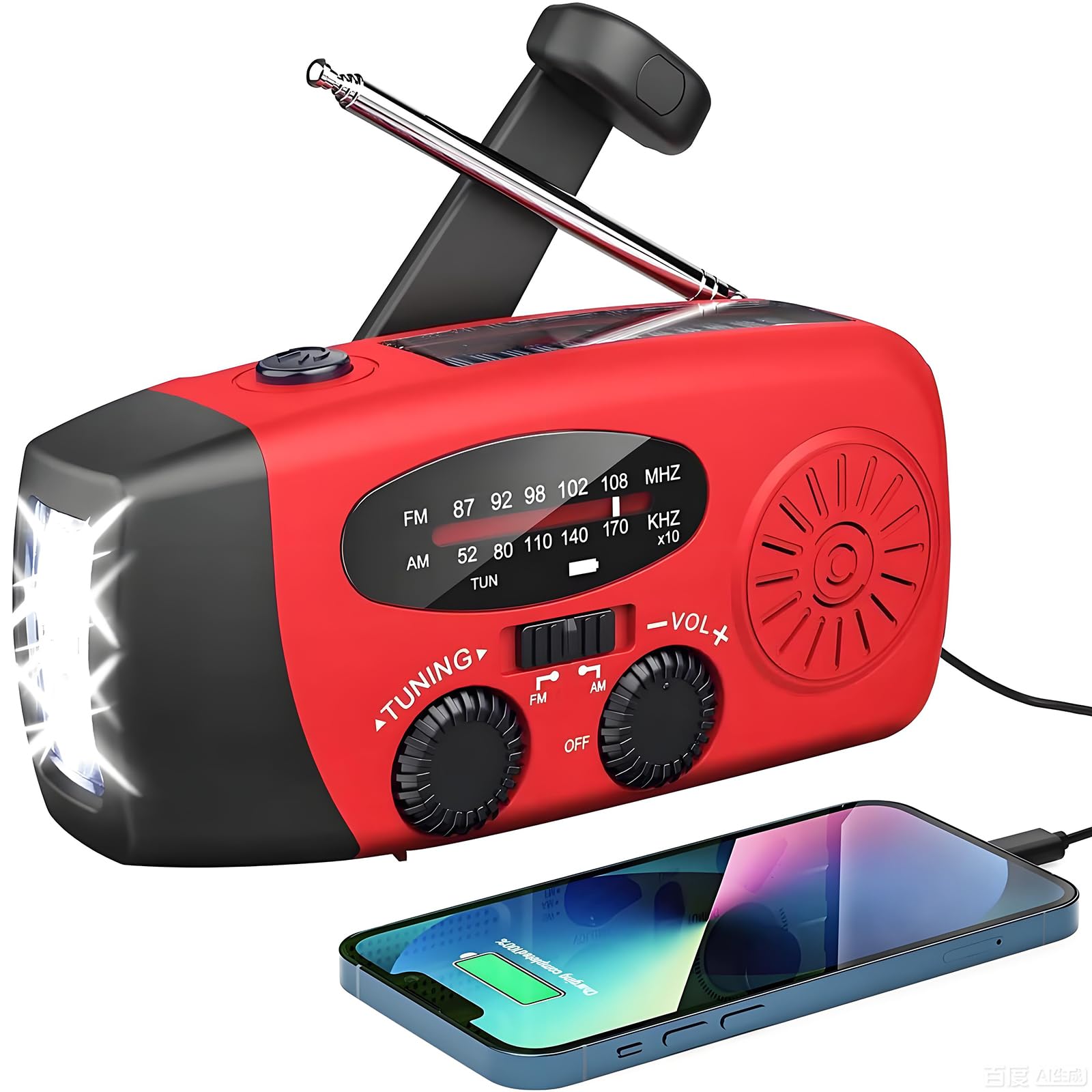 714Kr0YUICL._SY1600_.jpg SOLARBABY Notfall-Kurbelradio mit Solarpanel & LED – 3 Lademethoden für Notfälle – Bild 1