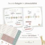 mintkind® Babyalbum «Mein erstes Jahr» Beige Leinen – 176 Seiten Hardcover mit Sticker-Set – Bild 8