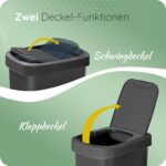 Novaliv 50L Mülleimer mit 2in1 Deckel – Schwing- & Klappdeckel für Küche & Büro – Bild 4
