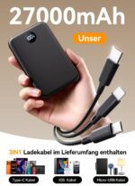 LKOUY 27000mAh Power Bank mit USB-C & 3-in-1 Kabel – Schnelllade Powerbank für iPhone & Samsung – Bild 2