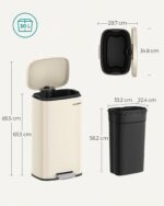 SONGMICS Treteimer 30 Liter mit Softclose-Deckel – Edelstahl Mülleimer für die Küche – Bild 5