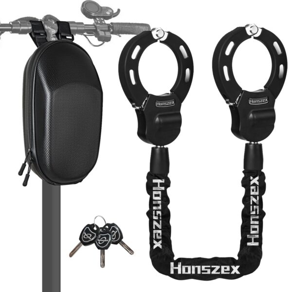 Honszex E-Scooter Schloss mit Stahlkette & Gummi-Schutz – Hohe Sicherheit für E-Bikes