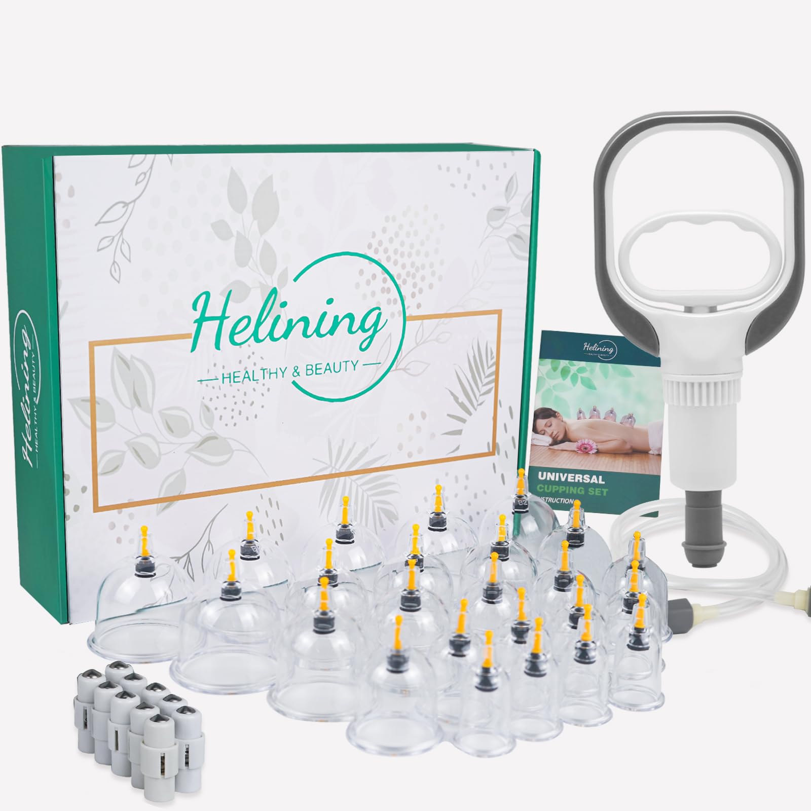 715A3-7GQ1L._SY1600_.jpg 24er Schröpfglas-Set mit Vakuumpumpe & Magneten – Professionelle Schröpftherapie für Körper & Gesicht – Bild 1