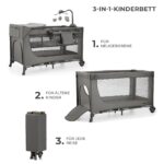 Kinderkraft Joy 2 3in1 Reisebett – Multifunktionales Babybett mit Zubehör in Dunkelgrau – Bild 13
