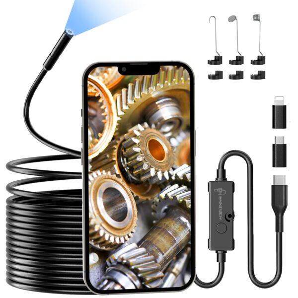 Ennovor 1920 HD Endoskopkamera mit 8 LED – 5 m Inspektionskamera für Android & iOS