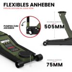 GENTOR Hydraulischer Wagenheber 3T – Flacher Rangier-Heber 75–505mm mit Gummiauflage – Bild 5