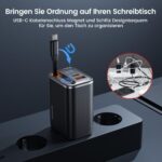 toocki 67W USB-C Schnellladegerät mit 3 Ports & einziehbarem Kabel – GaN Netzteil – Bild 5