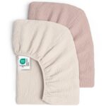 lulumoon 2er Set Spannbettlaken 60x120 & 70x140 cm – Musselin-Baumwolle für Babybett