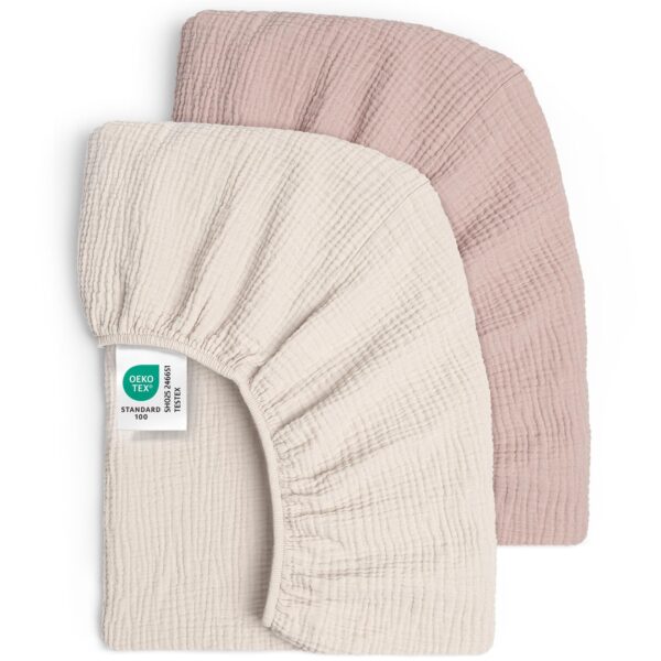 lulumoon 2er Set Spannbettlaken 60x120 & 70x140 cm – Musselin-Baumwolle für Babybett
