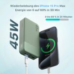 NOBIS 20000mAh Power Bank 45W – Schnellladegerät mit USB-C & Digitalanzeige (Grün) – Bild 2